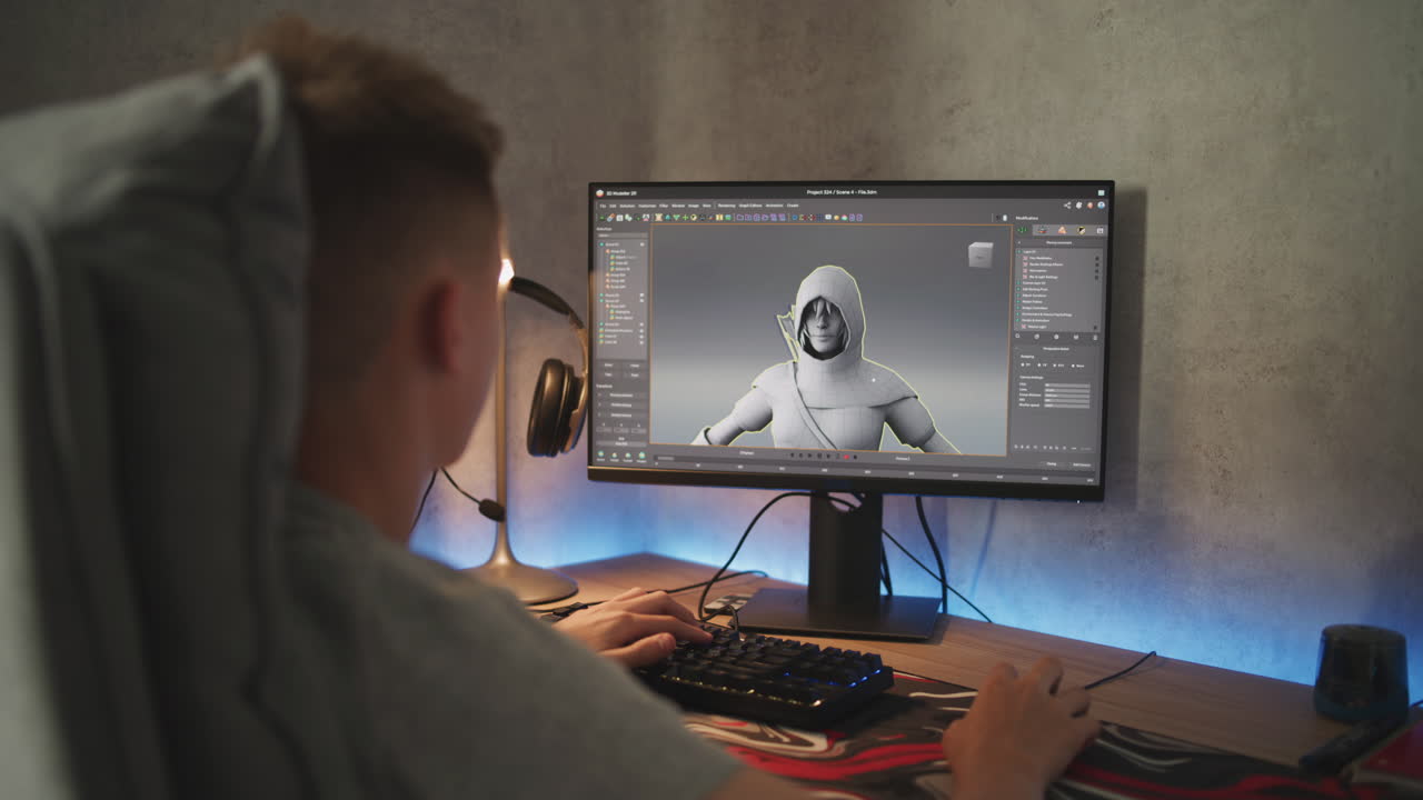 Person working on 3D model on a computer