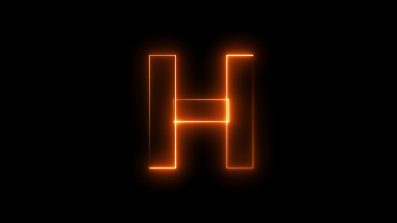 Neon animation seamless Letter H . 4K video background.