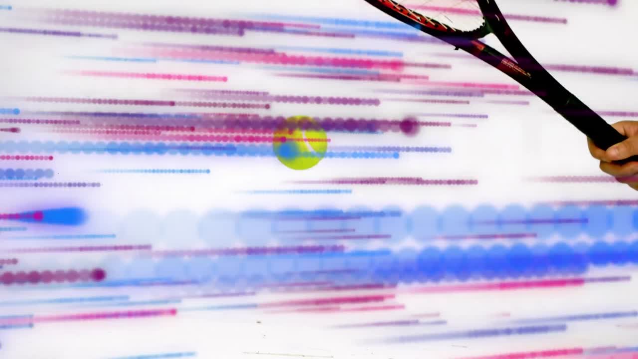 animación de rastros de luz sobre la pelota de tenis y la raqueta