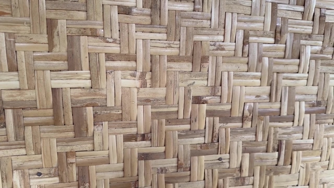 Detailní záběr pozadí z přírodní tkané bambusové textury