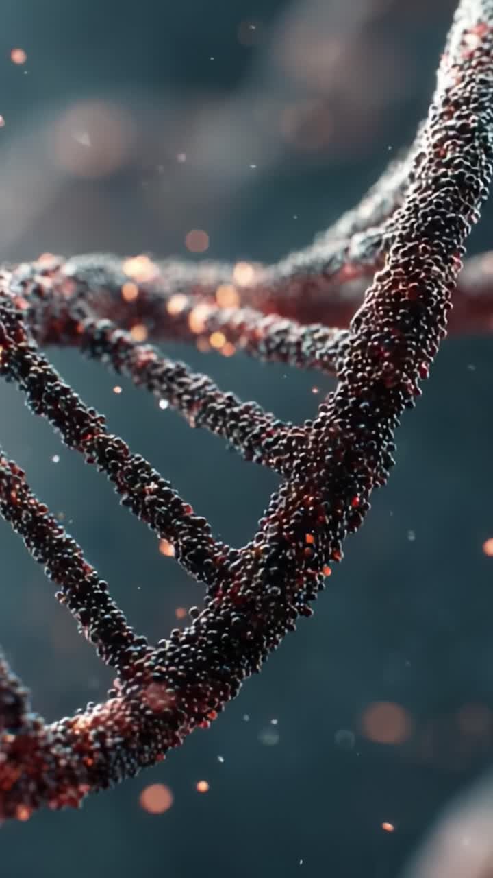 A Stunning Macro View of DNA Helix Structure Revealing Intricate Details of Genetic Material in a Hypnotic, Colorful Visualization of Life's Fundamental Blueprint