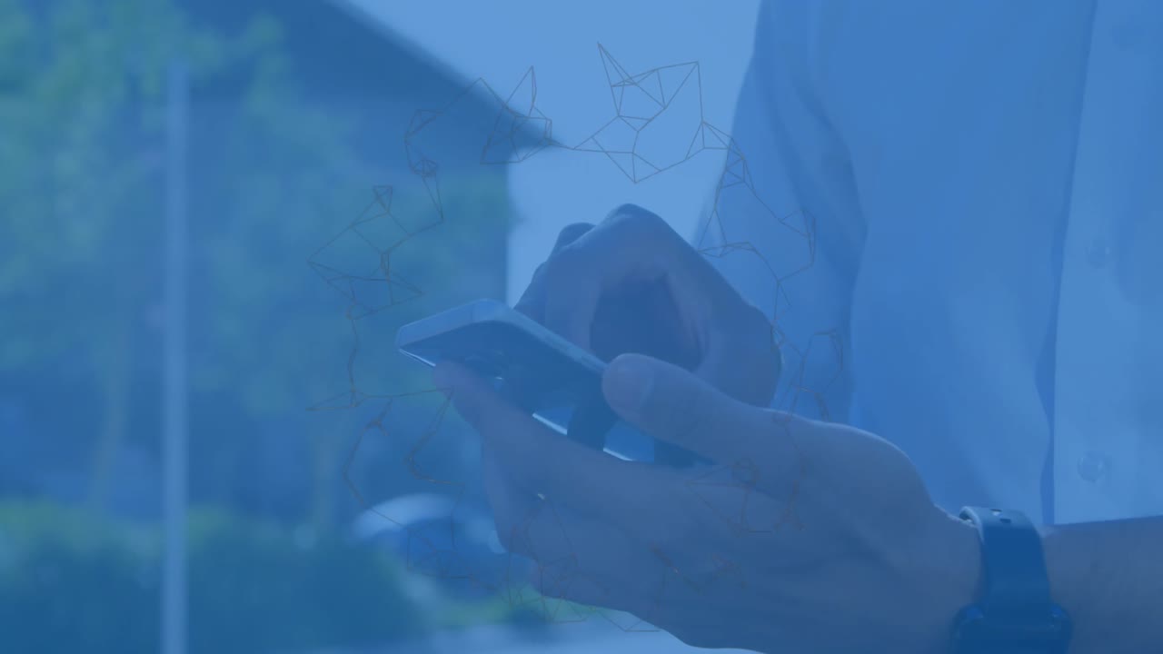 스마트 폰을 사용하는 사람보다 증가하는 비율로 디지털 클라우드의 애니메이션