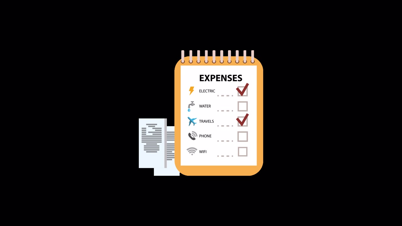 Illustrazione animata di una checklist per la gestione delle spese con fatture