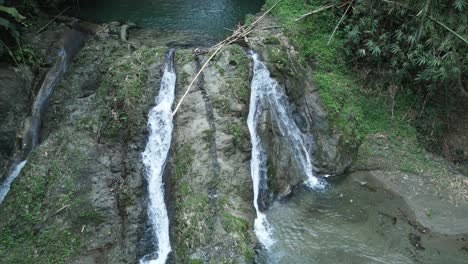 Close-up-of-a-cascading-waterfall-in-the-forest-of-the-Caribbean-island-of-Tobago