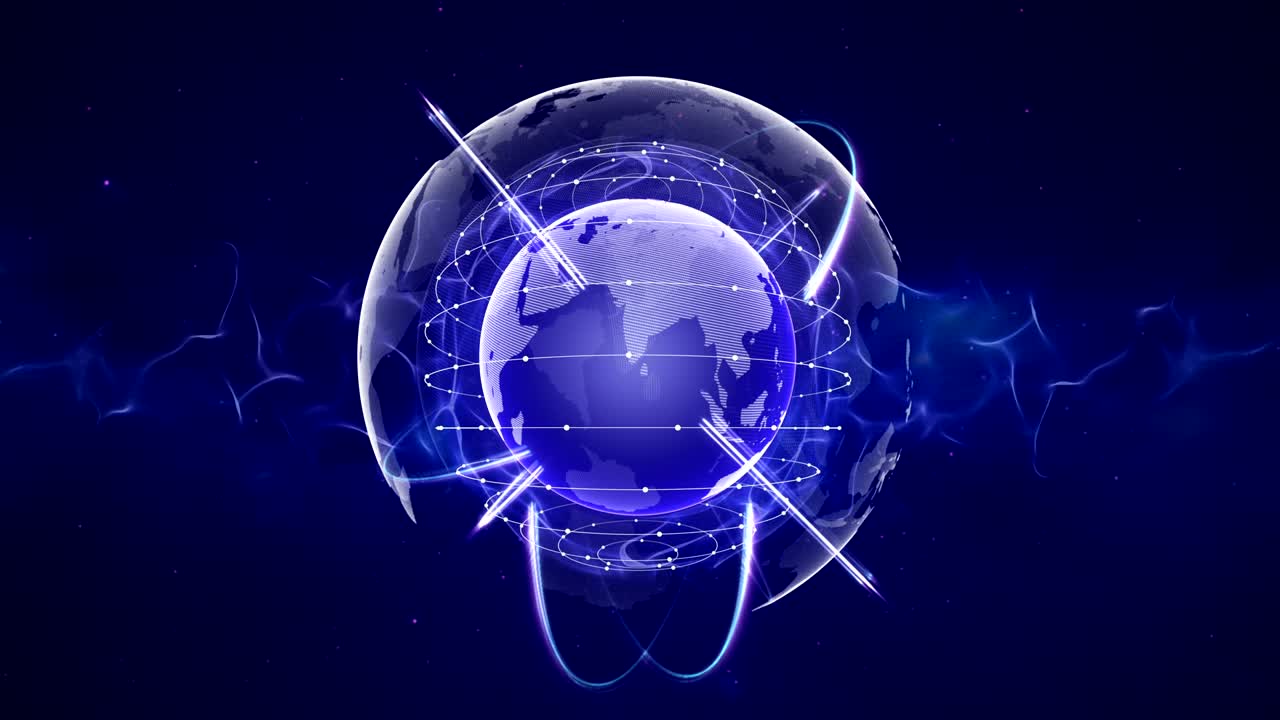 지구, 연결 네트워크 개념 애니메이션, 렌더링, 배경, 루프