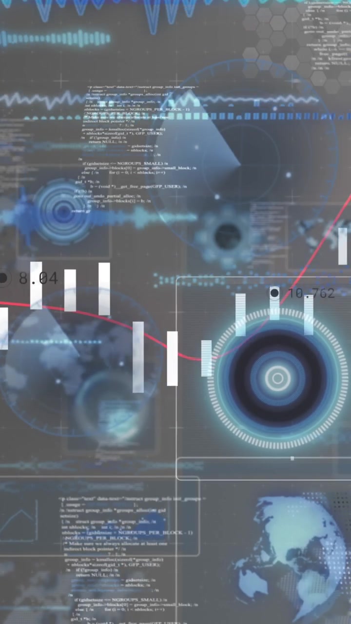 Animation of data processing and moving screens