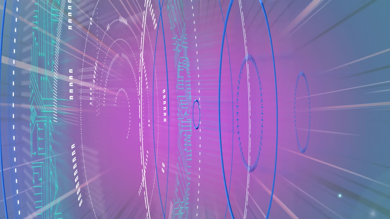 보라색 바탕에 빛의 흔적 위에 스 스캔의 애니메이션