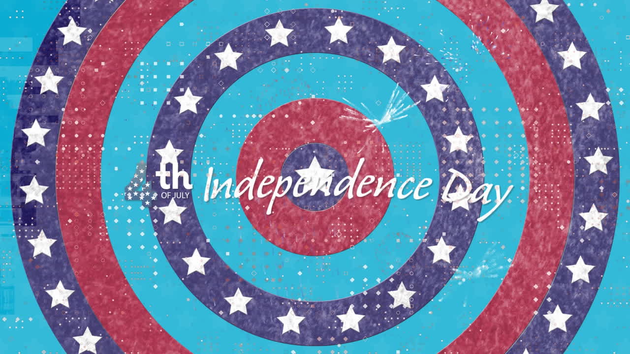 Animation of independence day text over flag of america pattern