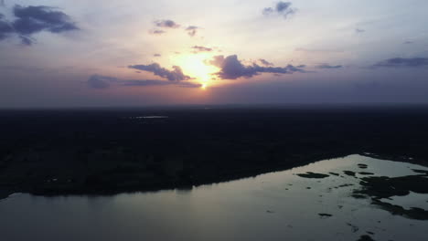 picturesque sunset over the lake