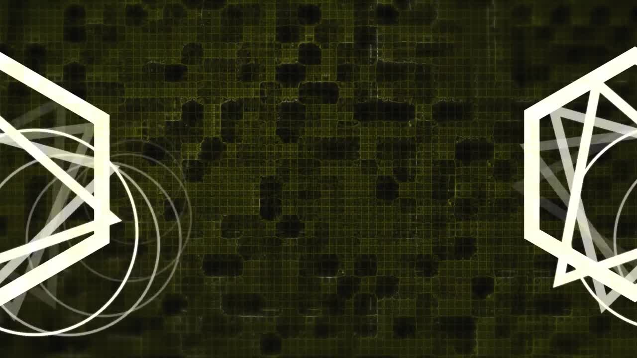 스 ⁇  스캔과 디지털 배경 위에 회전하는 삼각형의 애니메이션