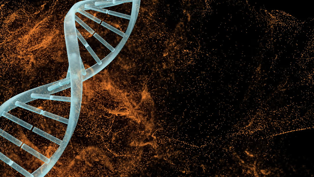 animación de cadena de adn y malla brillante con red de conexiones