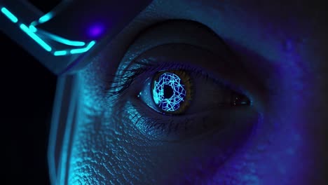 cyberpunk eye with augmented reality contact lens