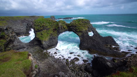 gatklettur basalt rock in arnarstapi in iceland.