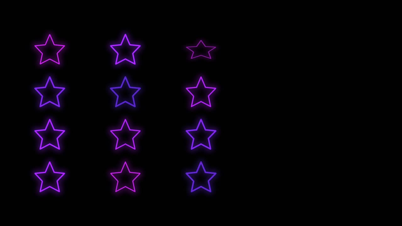 행 2의 펄싱 네온 보라색 별 패턴