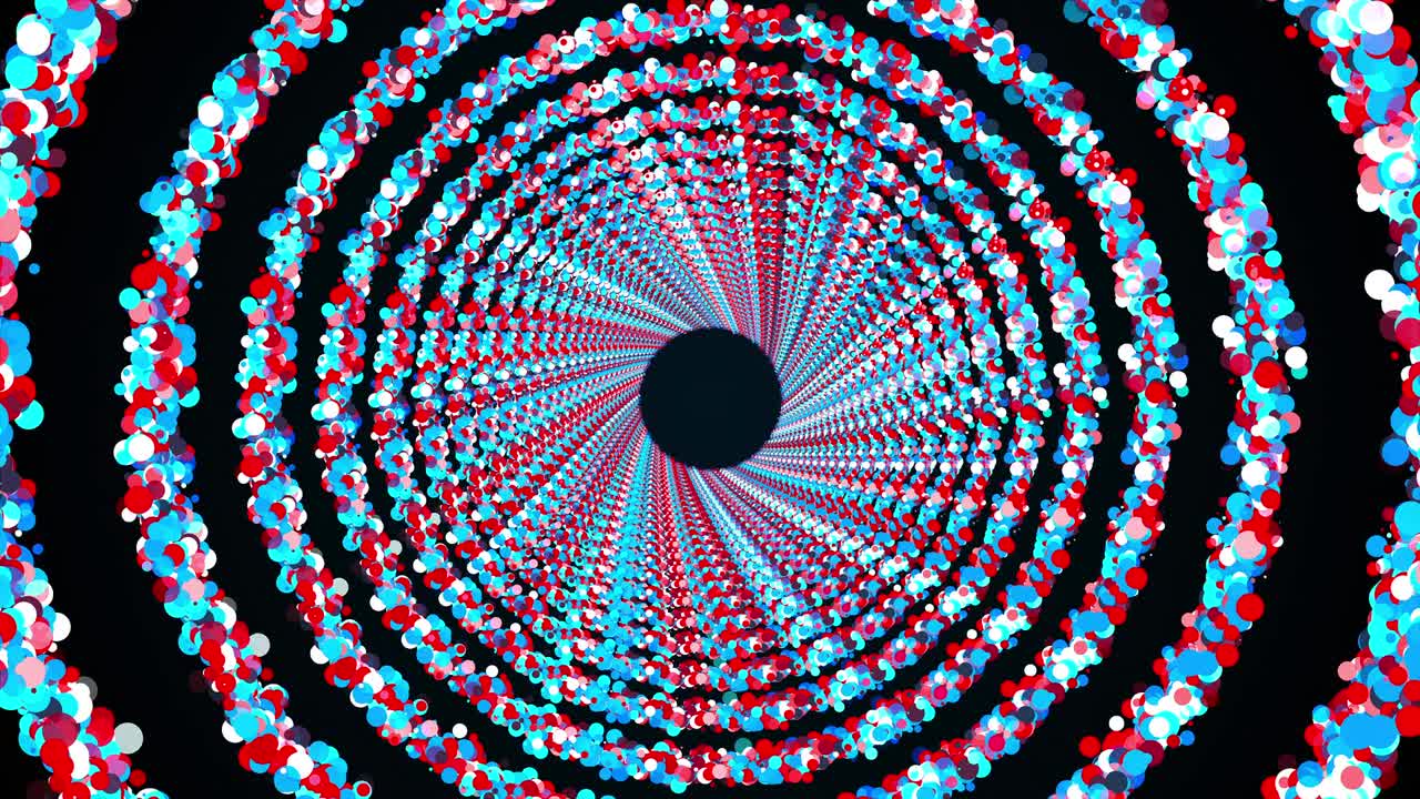 anillos circulares de pañuelos coloridos forman un túnel sin fin, generado por computadora. representación 3d de fondo brillante y brillante