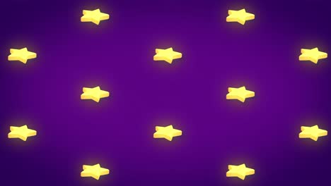 Animación-De-Filas-De-Estrellas-Amarillas-Moviéndose-Sobre-Fondo-Morado