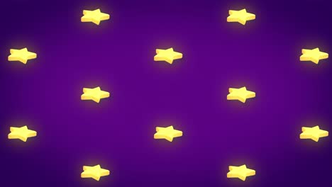 animación de filas de patrón de estrella amarilla que se mueven sobre un fondo púrpura