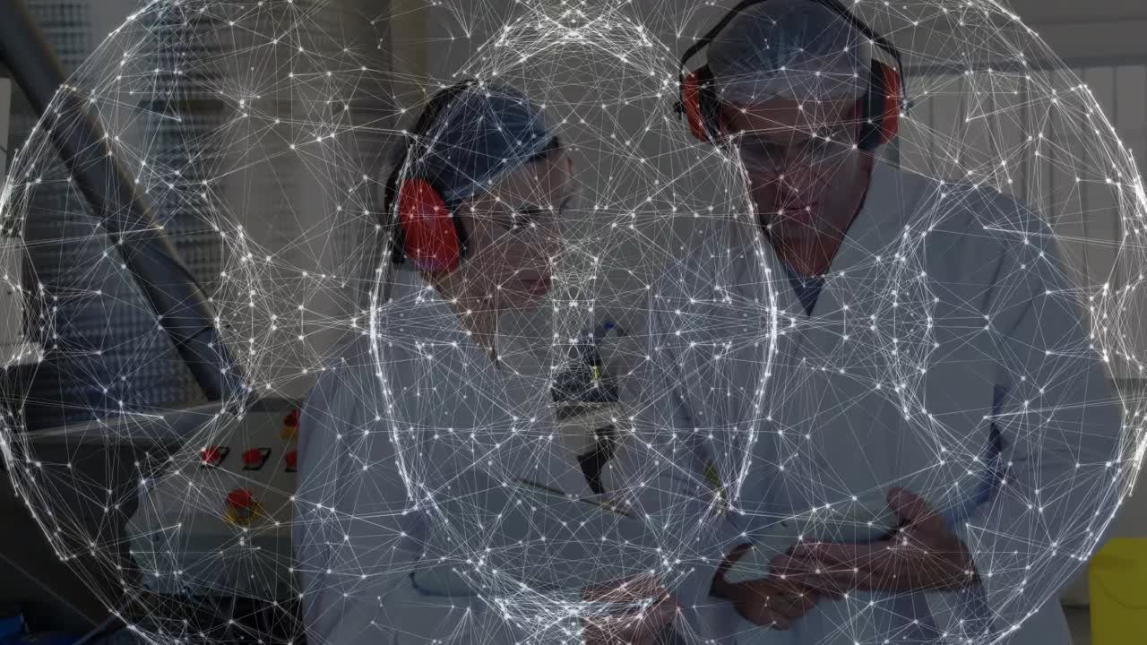 Animation of network of connections over caucasian scientist