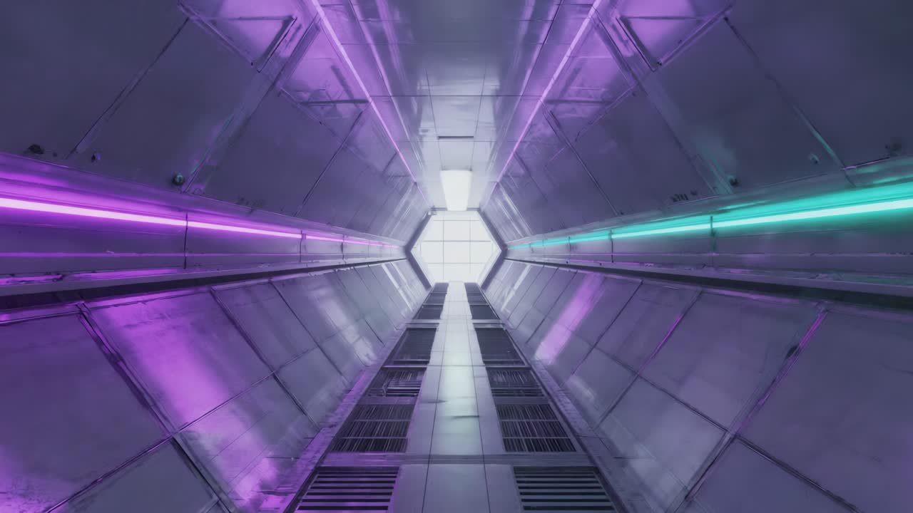 Futuristic Tunnel with Neon Lights