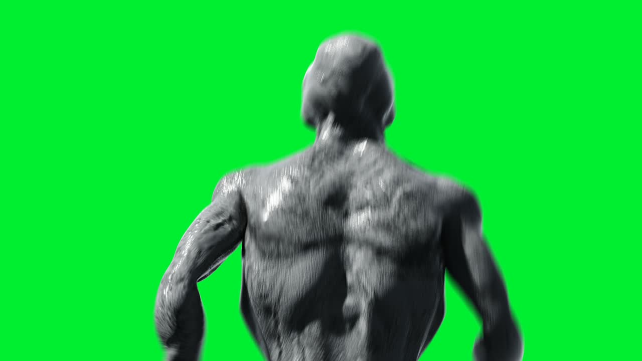 Scary monster animation. Phisical, motion, blur. Realistic 4k animation. Green screen