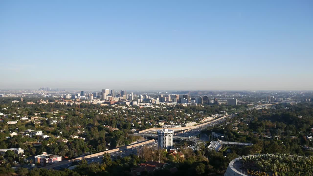 Aerial View of Los Angeles City Skyline
