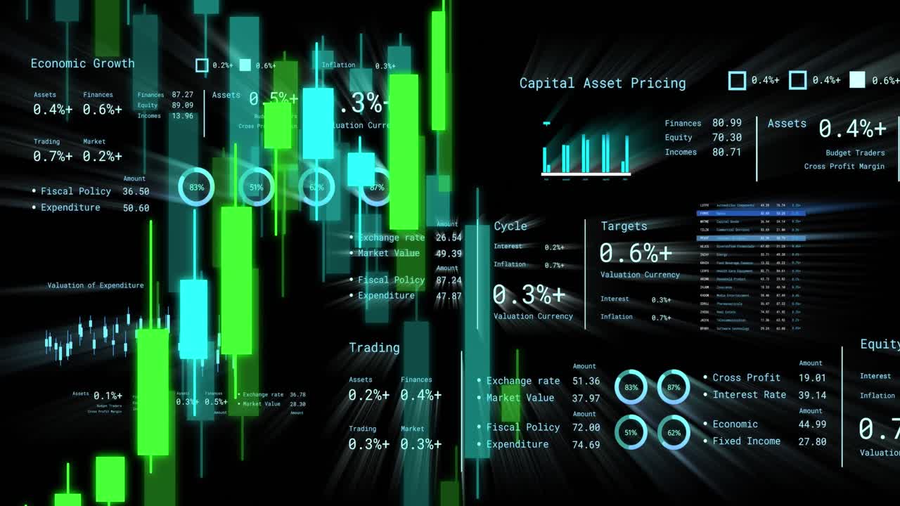 animación del procesamiento de datos financieros y las estadísticas