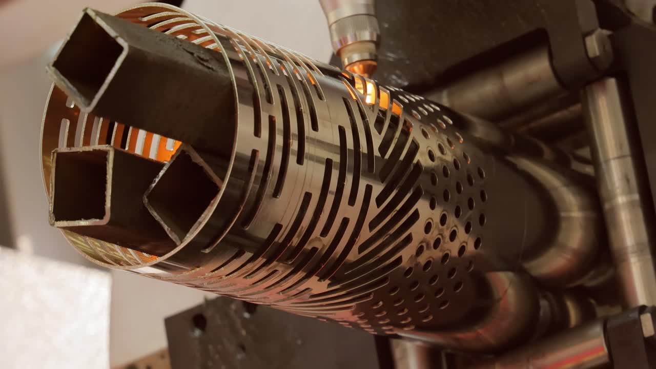 CNC Laser cutting of metal, modern industrial technology.