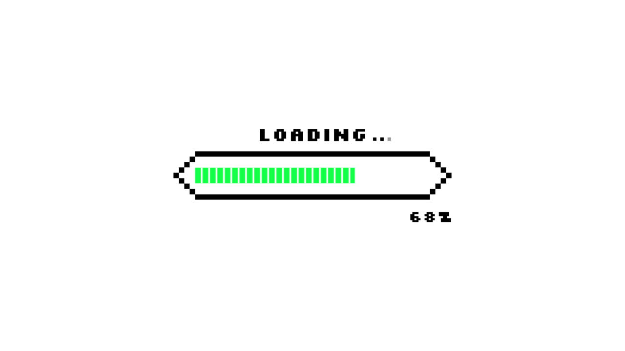 Pixel Art Loading Bar Progressing on White Background
