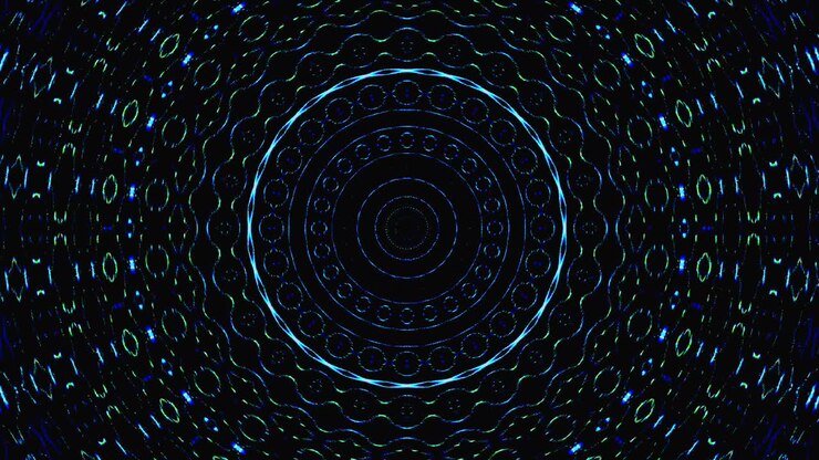 Seamless circle. 4K,bright light that arranges subtle color blue movements with dots waves