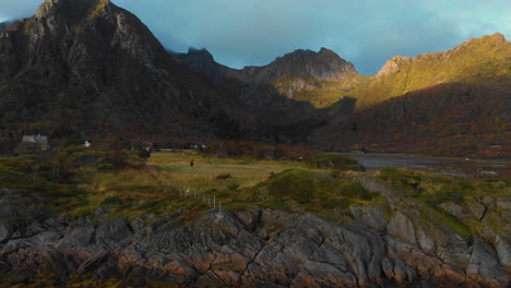 drone shot in norway at the lofoten