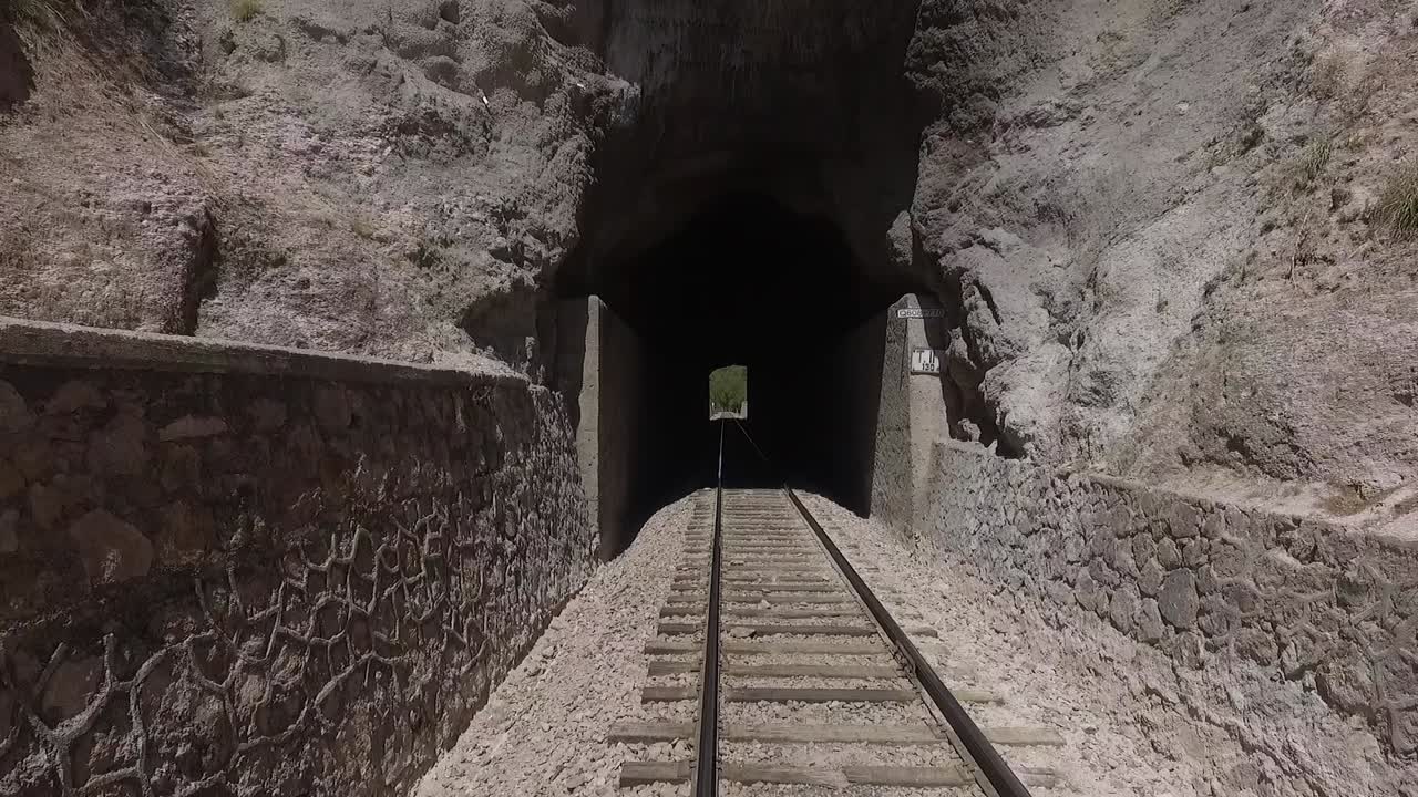 FLIGHT ON TUNNEL OF TRAIN IN SIERRA TARAUMARA MEXICO