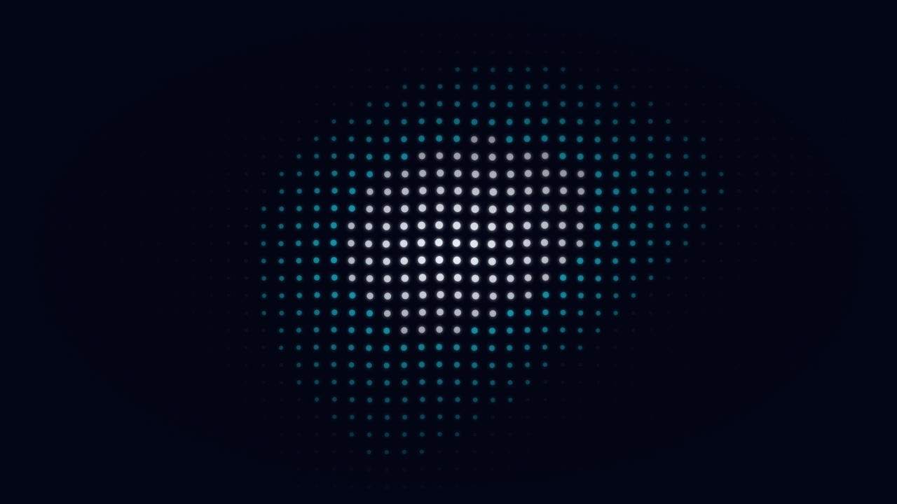 Grafica in movimento astratta con punti luminosi blu e bianchi