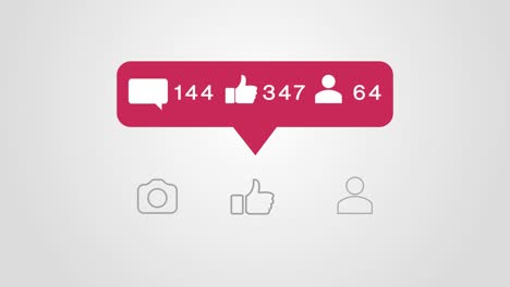 social media red icons with increasing number of comments likes follower reposts animation social