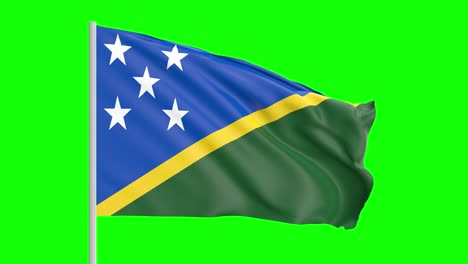 National-Flag-Of-Solomon-Islands-Waving-In-The-Wind-on-Green-Screen-With-Alpha-Matte