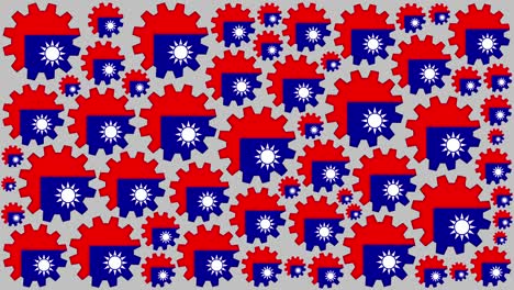 el fondo giratorio de las engranajes de la bandera taiwanesa