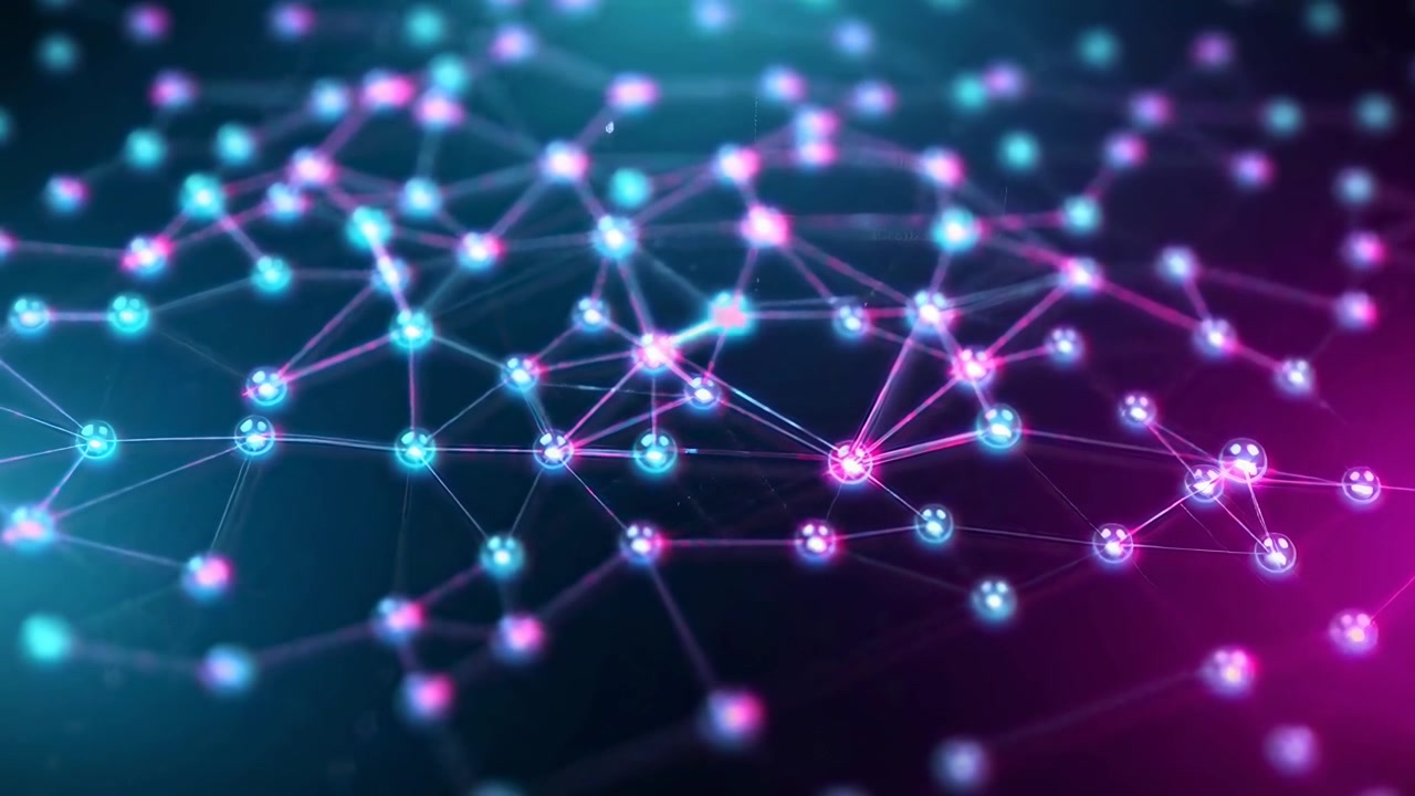 Abstract Digital Network Connection with Glowing Nodes and Lines
