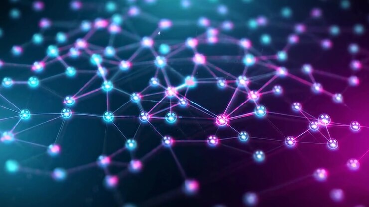 Abstract Digital Network Connection with Glowing Nodes and Lines