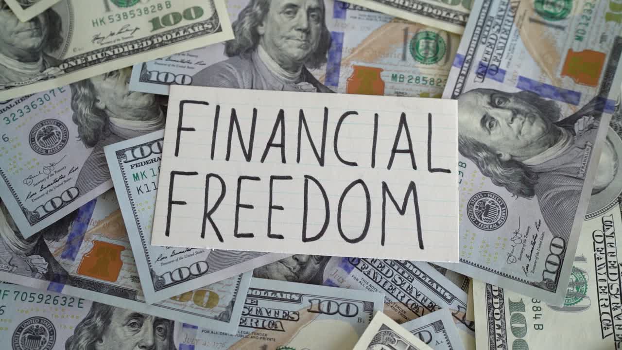많은 돈을 가지고 재정적 자유의 개념