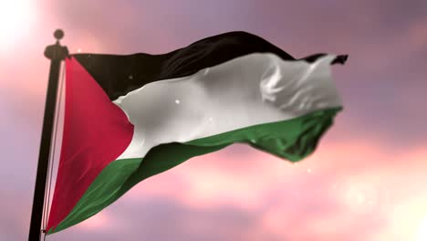 flag of palestine waving at wind at sunset in slow, loop