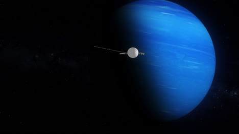 voyager 1 heading away from frozen planet neptune after flyby to collect photos and scientific data 4k