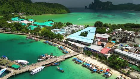 drone fly above thailand koh phi phi islands in krabi province aerial footage of south east asia hot travel destination