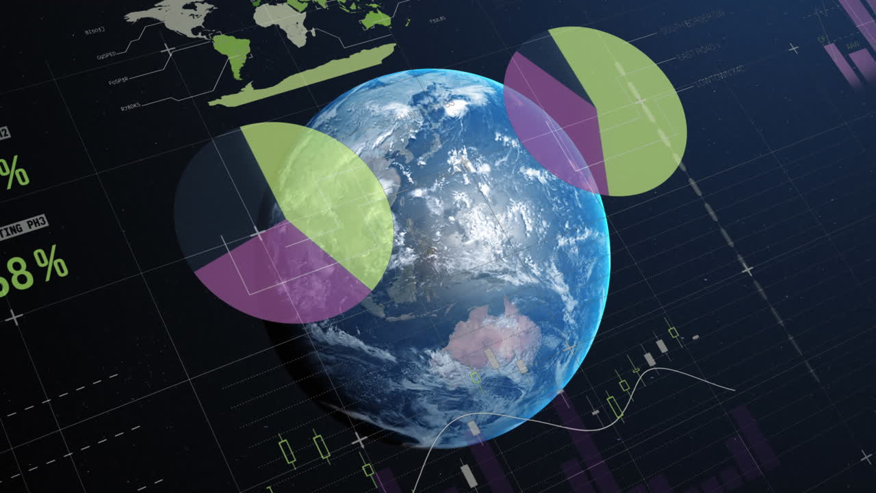 animación de las estadísticas y el procesamiento de datos financieros en todo el mundo