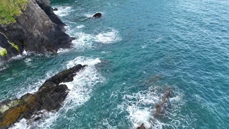 drone flight over the torrs cliffs and rugged coastline – ilfracombe, devon, uk