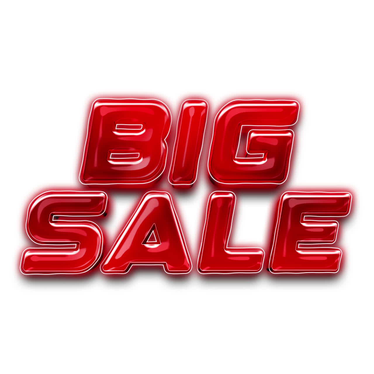 Big Sale Red Glossy 3D Text on White Background