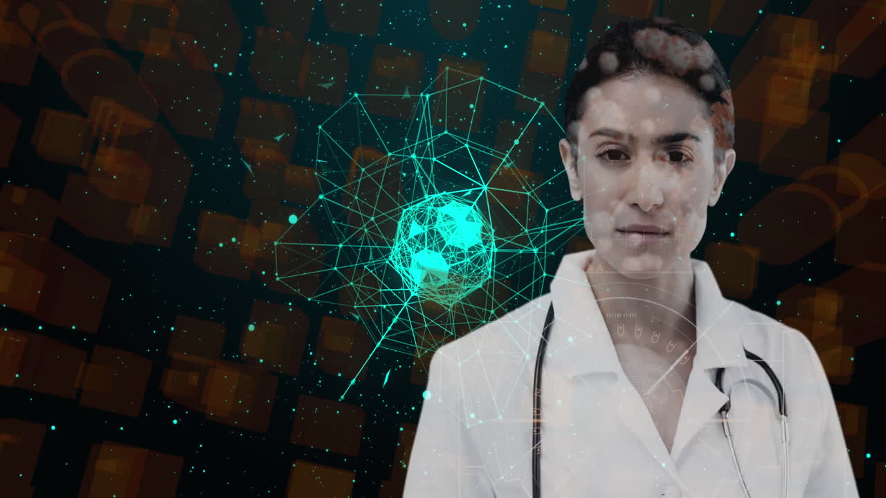 doctora sobre el globo girando contra el paisaje urbano