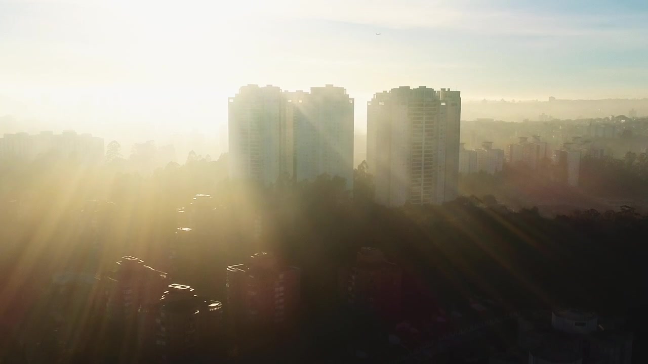 Vista Aérea do Centro de São Paulo ao Nascer do Sol, São Paulo, Brasil