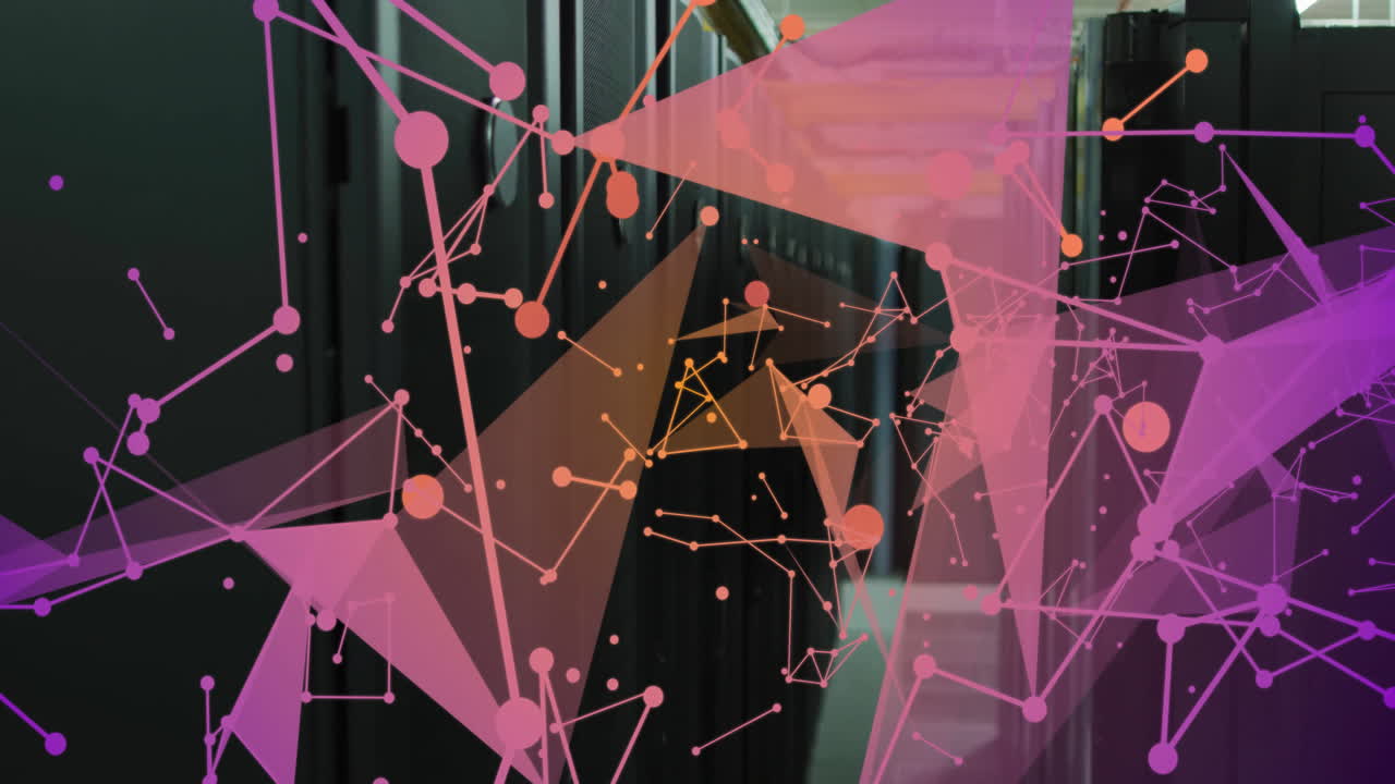 Animation of connections and digital data processing over computer servers