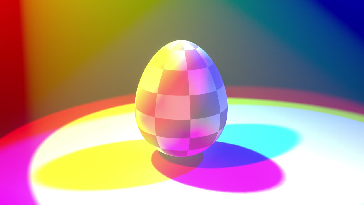 пасхальные яйца шахматы в свете на черном фоне. 3d рендеринг анимации. 4k.