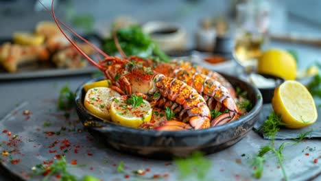lobster dish with lemon