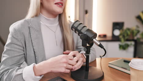 podcast recording with a woman